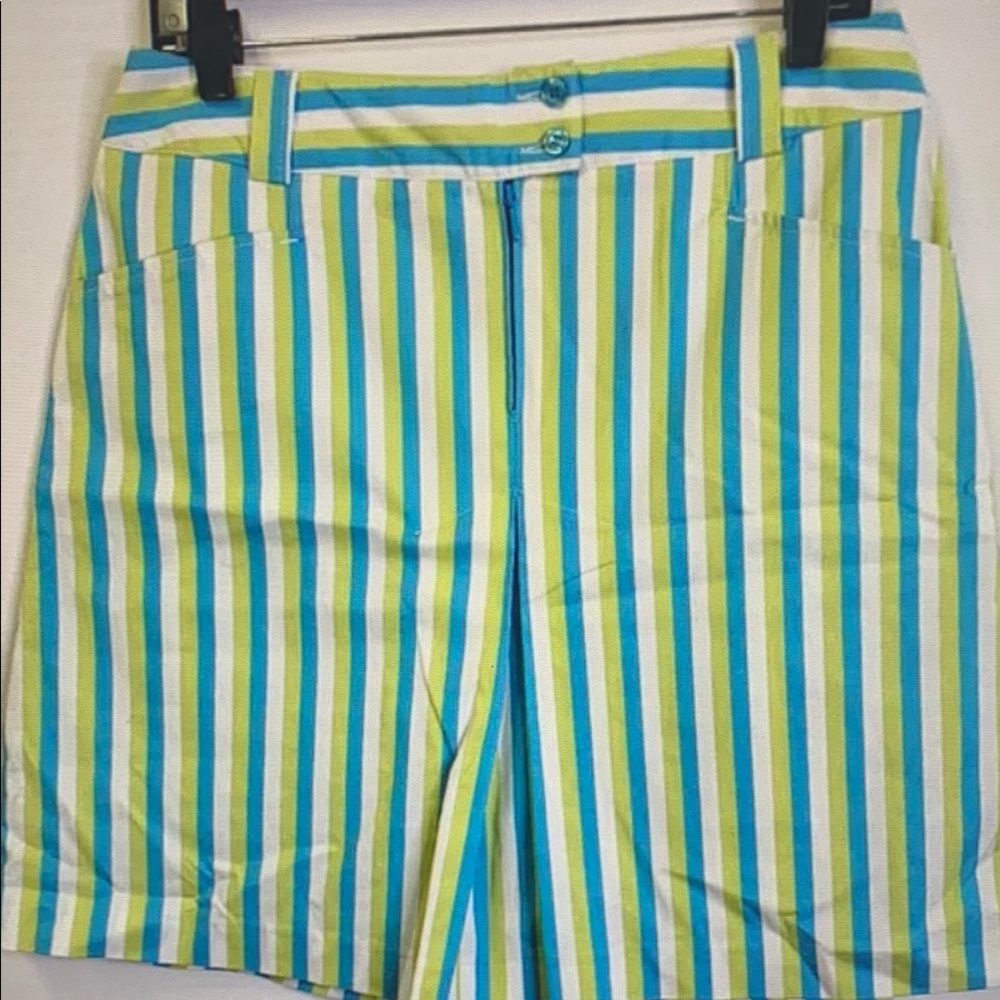 Striped Green and Blue Women's Shorts